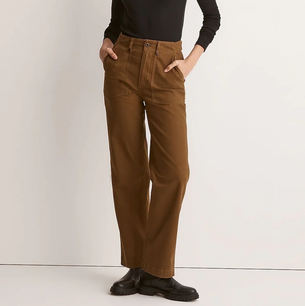 Madewell Golden Spinach Utility Edition The Perfect Vintage Wide-Leg Pant 28